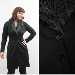 Elegant Black Faux Fur Collar Women's Blazer